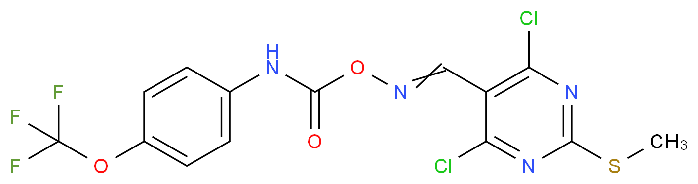 4,6-dichloro-2-(methylthio)-5-{[({[4-(trifluoromethoxy)anilino]carbonyl}oxy)imino]methyl}pyrimidine_Molecular_structure_CAS_)