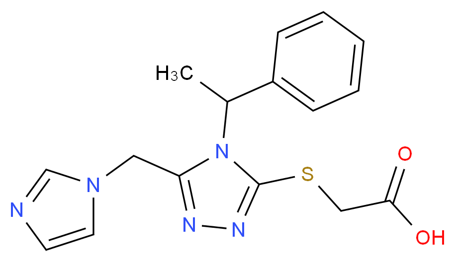 {[5-(1H-imidazol-1-ylmethyl)-4-(1-phenylethyl)-4H-1,2,4-triazol-3-yl]thio}acetic acid_Molecular_structure_CAS_)