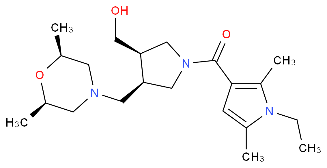 {(3R*,4R*)-4-{[(2R*,6S*)-2,6-dimethylmorpholin-4-yl]methyl}-1-[(1-ethyl-2,5-dimethyl-1H-pyrrol-3-yl)carbonyl]pyrrolidin-3-yl}methanol_Molecular_structure_CAS_)