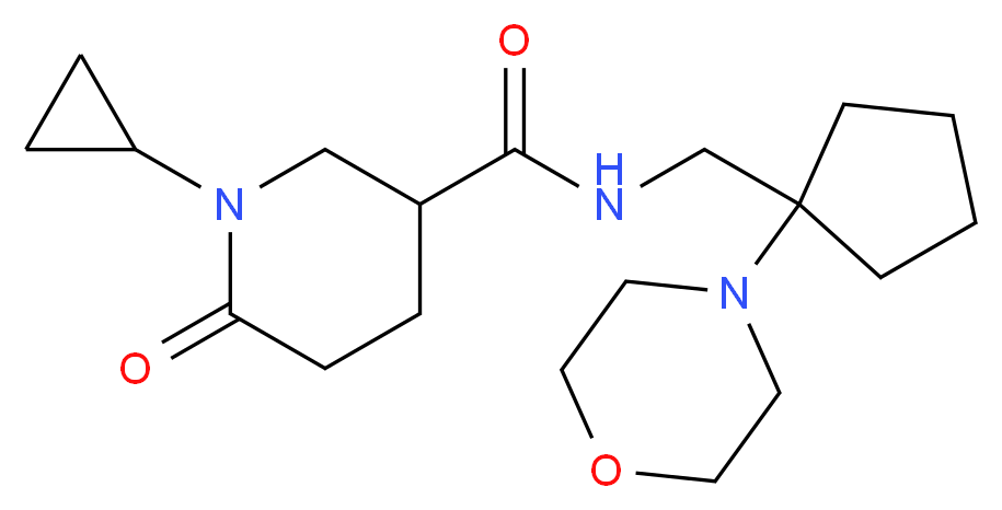 1-cyclopropyl-N-{[1-(4-morpholinyl)cyclopentyl]methyl}-6-oxo-3-piperidinecarboxamide_Molecular_structure_CAS_)