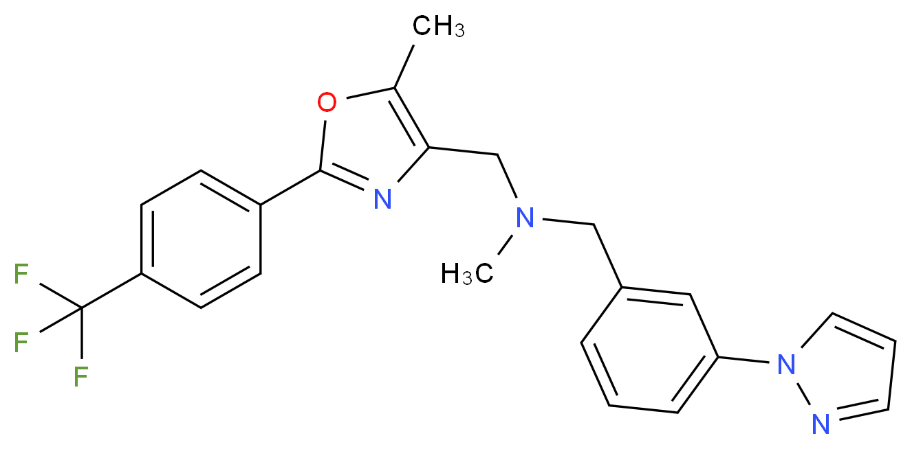 N-methyl-1-{5-methyl-2-[4-(trifluoromethyl)phenyl]-1,3-oxazol-4-yl}-N-[3-(1H-pyrazol-1-yl)benzyl]methanamine_Molecular_structure_CAS_)
