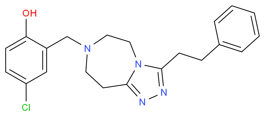 4-chloro-2-{[3-(2-phenylethyl)-5,6,8,9-tetrahydro-7H-[1,2,4]triazolo[4,3-d][1,4]diazepin-7-yl]methyl}phenol_Molecular_structure_CAS_)