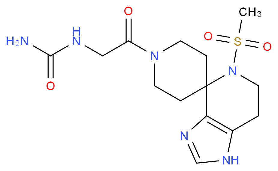 N-{2-[5-(methylsulfonyl)-1,5,6,7-tetrahydro-1'H-spiro[imidazo[4,5-c]pyridine-4,4'-piperidin]-1'-yl]-2-oxoethyl}urea _Molecular_structure_CAS_)