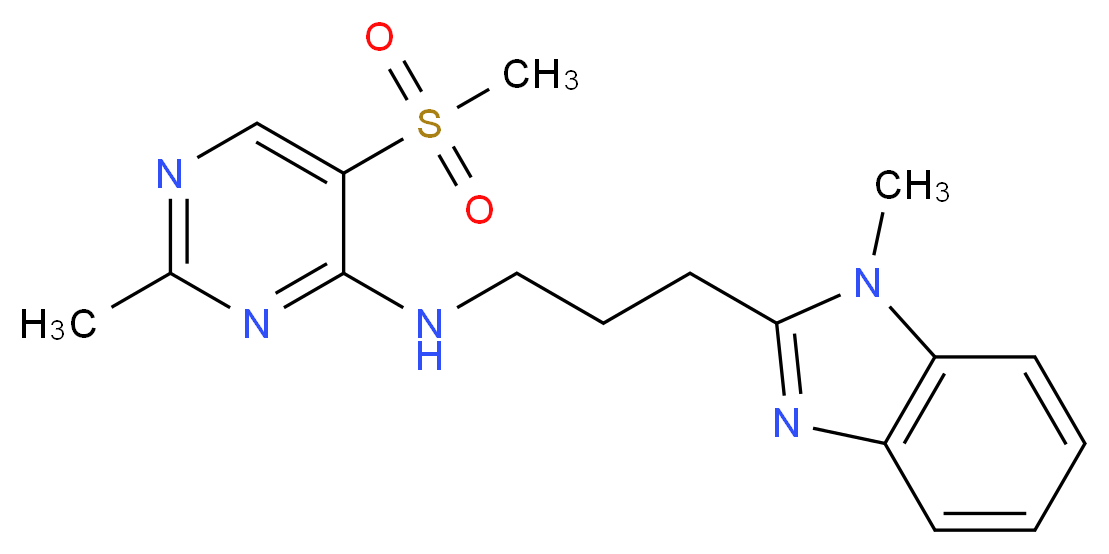 2-methyl-N-[3-(1-methyl-1H-benzimidazol-2-yl)propyl]-5-(methylsulfonyl)pyrimidin-4-amine_Molecular_structure_CAS_)