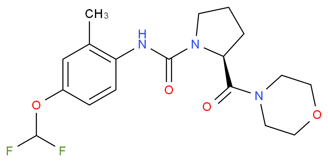 (2S)-N-[4-(difluoromethoxy)-2-methylphenyl]-2-(morpholin-4-ylcarbonyl)pyrrolidine-1-carboxamide_Molecular_structure_CAS_)