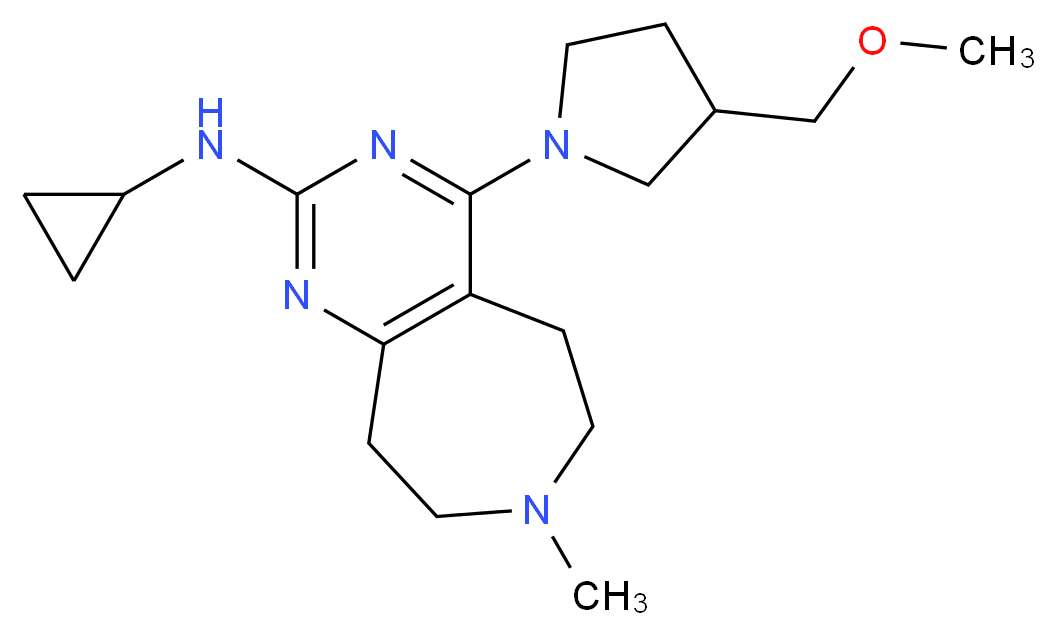 N-cyclopropyl-4-[3-(methoxymethyl)pyrrolidin-1-yl]-7-methyl-6,7,8,9-tetrahydro-5H-pyrimido[4,5-d]azepin-2-amine_Molecular_structure_CAS_)