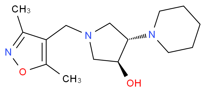 (3S*,4S*)-1-[(3,5-dimethylisoxazol-4-yl)methyl]-4-piperidin-1-ylpyrrolidin-3-ol_Molecular_structure_CAS_)