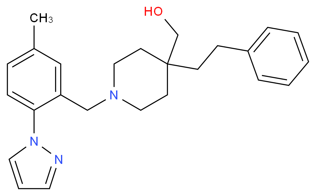[1-[5-methyl-2-(1H-pyrazol-1-yl)benzyl]-4-(2-phenylethyl)-4-piperidinyl]methanol_Molecular_structure_CAS_)