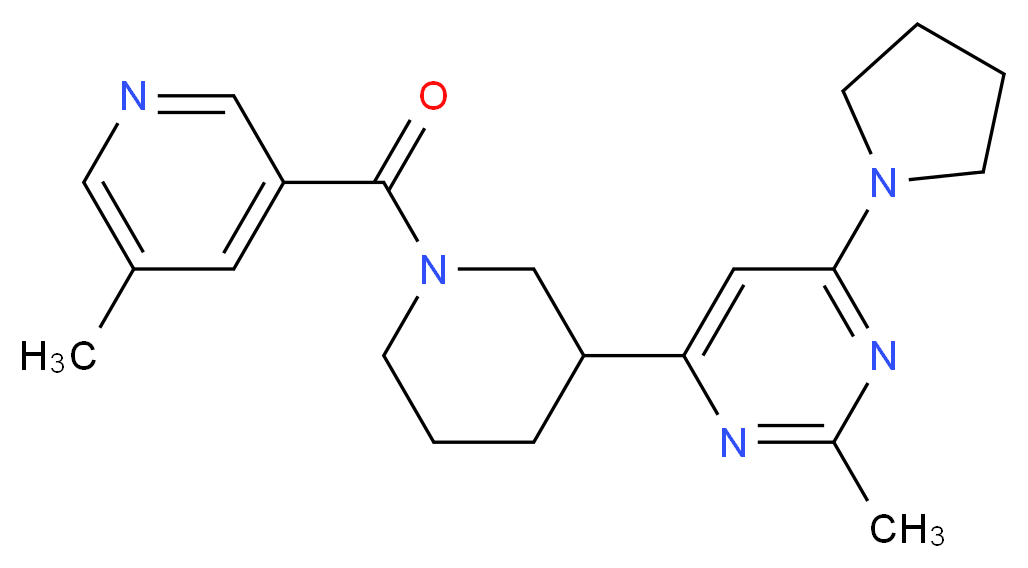 2-methyl-4-{1-[(5-methyl-3-pyridinyl)carbonyl]-3-piperidinyl}-6-(1-pyrrolidinyl)pyrimidine_Molecular_structure_CAS_)