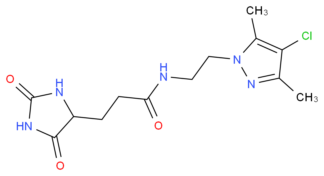 N-[2-(4-chloro-3,5-dimethyl-1H-pyrazol-1-yl)ethyl]-3-(2,5-dioxo-4-imidazolidinyl)propanamide_Molecular_structure_CAS_)