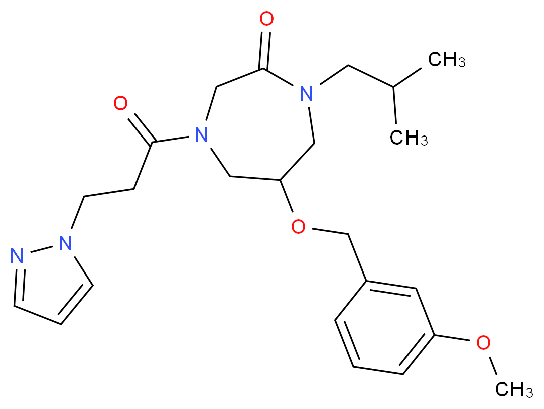 1-isobutyl-6-[(3-methoxybenzyl)oxy]-4-[3-(1H-pyrazol-1-yl)propanoyl]-1,4-diazepan-2-one_Molecular_structure_CAS_)