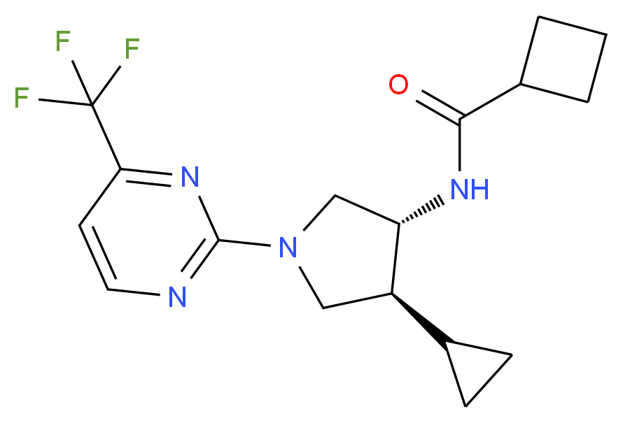 N-{(3R*,4S*)-4-cyclopropyl-1-[4-(trifluoromethyl)-2-pyrimidinyl]-3-pyrrolidinyl}cyclobutanecarboxamide_Molecular_structure_CAS_)