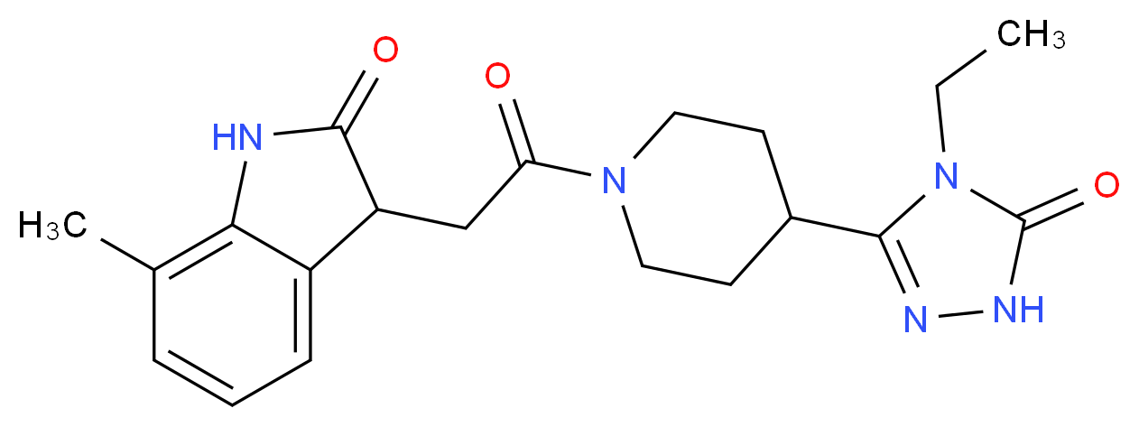 3-{2-[4-(4-ethyl-5-oxo-4,5-dihydro-1H-1,2,4-triazol-3-yl)piperidin-1-yl]-2-oxoethyl}-7-methyl-1,3-dihydro-2H-indol-2-one_Molecular_structure_CAS_)