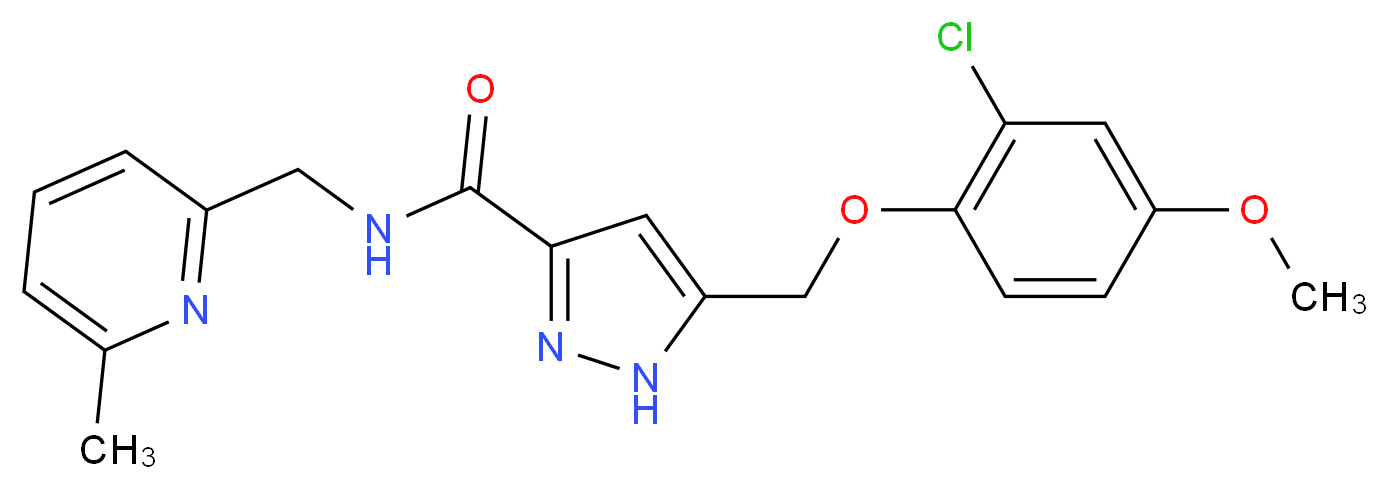 5-[(2-chloro-4-methoxyphenoxy)methyl]-N-[(6-methyl-2-pyridinyl)methyl]-1H-pyrazole-3-carboxamide_Molecular_structure_CAS_)