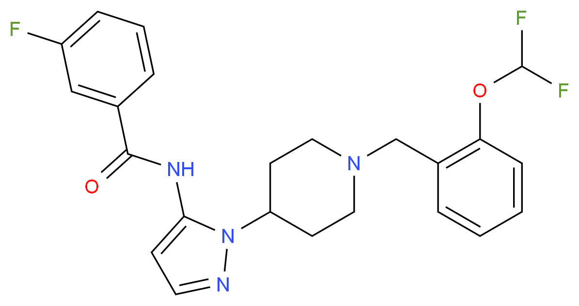 N-(1-{1-[2-(difluoromethoxy)benzyl]-4-piperidinyl}-1H-pyrazol-5-yl)-3-fluorobenzamide_Molecular_structure_CAS_)