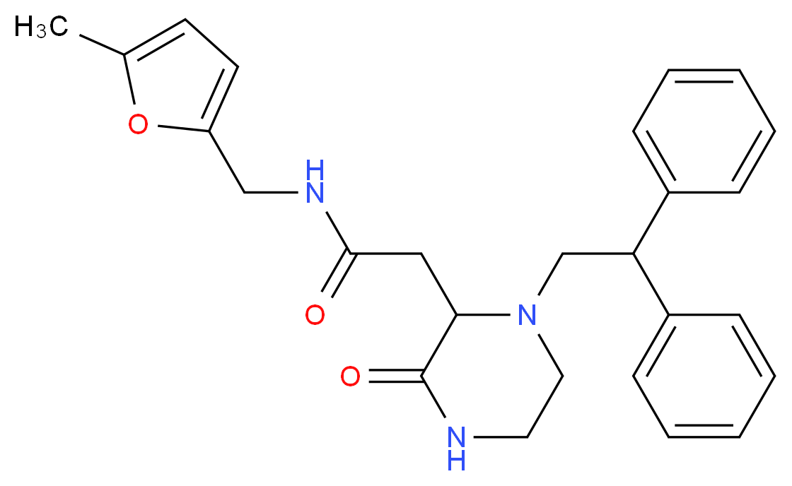 2-[1-(2,2-diphenylethyl)-3-oxo-2-piperazinyl]-N-[(5-methyl-2-furyl)methyl]acetamide_Molecular_structure_CAS_)