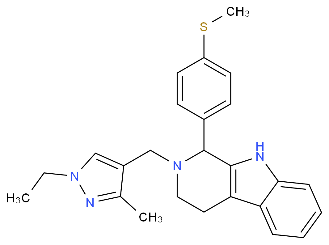2-[(1-ethyl-3-methyl-1H-pyrazol-4-yl)methyl]-1-[4-(methylthio)phenyl]-2,3,4,9-tetrahydro-1H-beta-carboline_Molecular_structure_CAS_)