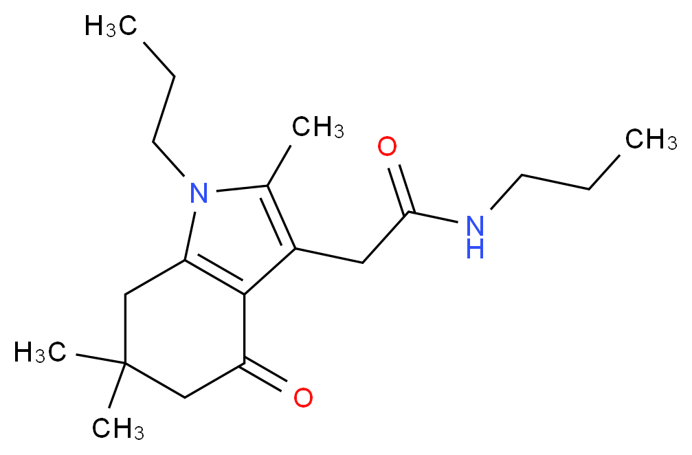 N-propyl-2-(2,6,6-trimethyl-4-oxo-1-propyl-4,5,6,7-tetrahydro-1H-indol-3-yl)acetamide_Molecular_structure_CAS_)