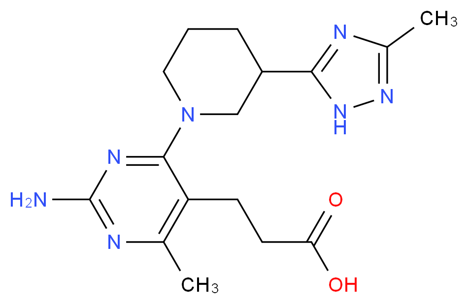 3-{2-amino-4-methyl-6-[3-(3-methyl-1H-1,2,4-triazol-5-yl)piperidin-1-yl]pyrimidin-5-yl}propanoic acid_Molecular_structure_CAS_)