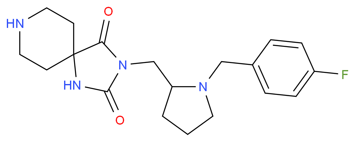 3-{[1-(4-fluorobenzyl)-2-pyrrolidinyl]methyl}-1,3,8-triazaspiro[4.5]decane-2,4-dione_Molecular_structure_CAS_)