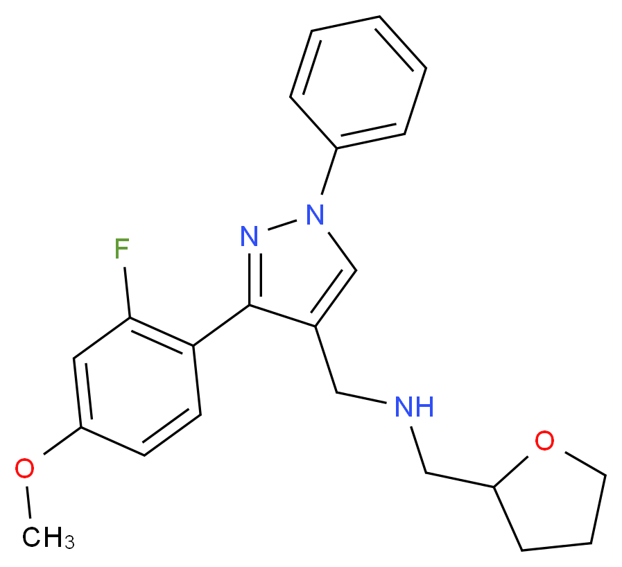 1-[3-(2-fluoro-4-methoxyphenyl)-1-phenyl-1H-pyrazol-4-yl]-N-(tetrahydro-2-furanylmethyl)methanamine_Molecular_structure_CAS_)