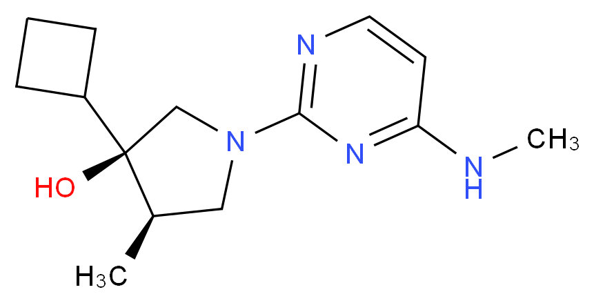 (3R*,4R*)-3-cyclobutyl-4-methyl-1-[4-(methylamino)-2-pyrimidinyl]-3-pyrrolidinol_Molecular_structure_CAS_)
