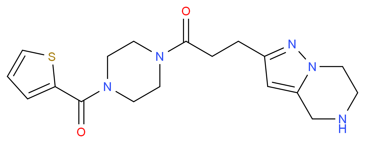 2-{3-oxo-3-[4-(2-thienylcarbonyl)-1-piperazinyl]propyl}-4,5,6,7-tetrahydropyrazolo[1,5-a]pyrazine_Molecular_structure_CAS_)