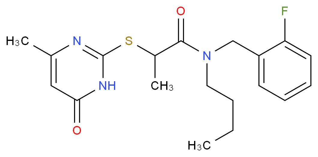 N-butyl-N-(2-fluorobenzyl)-2-[(4-methyl-6-oxo-1,6-dihydropyrimidin-2-yl)thio]propanamide_Molecular_structure_CAS_)
