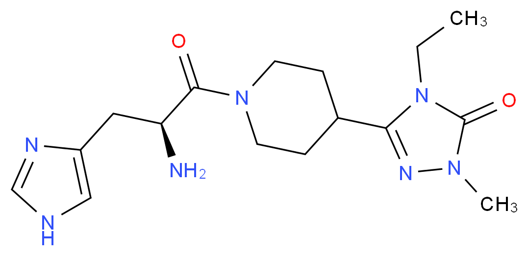 5-{1-[(2S)-2-amino-3-(1H-imidazol-4-yl)propanoyl]piperidin-4-yl}-4-ethyl-2-methyl-2,4-dihydro-3H-1,2,4-triazol-3-one_Molecular_structure_CAS_)