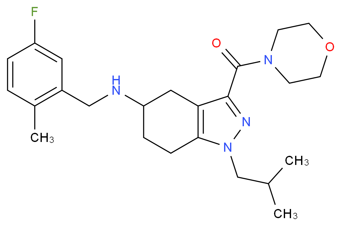 N-(5-fluoro-2-methylbenzyl)-1-isobutyl-3-(4-morpholinylcarbonyl)-4,5,6,7-tetrahydro-1H-indazol-5-amine_Molecular_structure_CAS_)