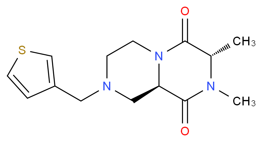 (3S,9aR)-2,3-dimethyl-8-(3-thienylmethyl)tetrahydro-2H-pyrazino[1,2-a]pyrazine-1,4(3H,6H)-dione_Molecular_structure_CAS_)