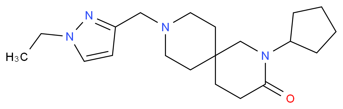 2-cyclopentyl-9-[(1-ethyl-1H-pyrazol-3-yl)methyl]-2,9-diazaspiro[5.5]undecan-3-one_Molecular_structure_CAS_)