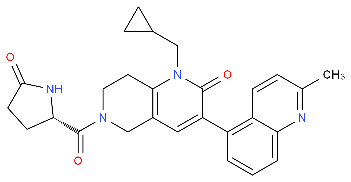 1-(cyclopropylmethyl)-3-(2-methyl-5-quinolinyl)-6-{[(2S)-5-oxo-2-pyrrolidinyl]carbonyl}-5,6,7,8-tetrahydro-1,6-naphthyridin-2(1H)-one_Molecular_structure_CAS_)