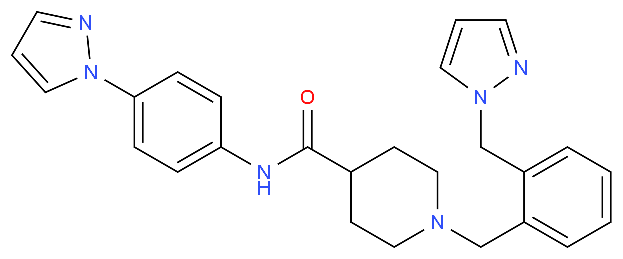 1-[2-(1H-pyrazol-1-ylmethyl)benzyl]-N-[4-(1H-pyrazol-1-yl)phenyl]-4-piperidinecarboxamide_Molecular_structure_CAS_)