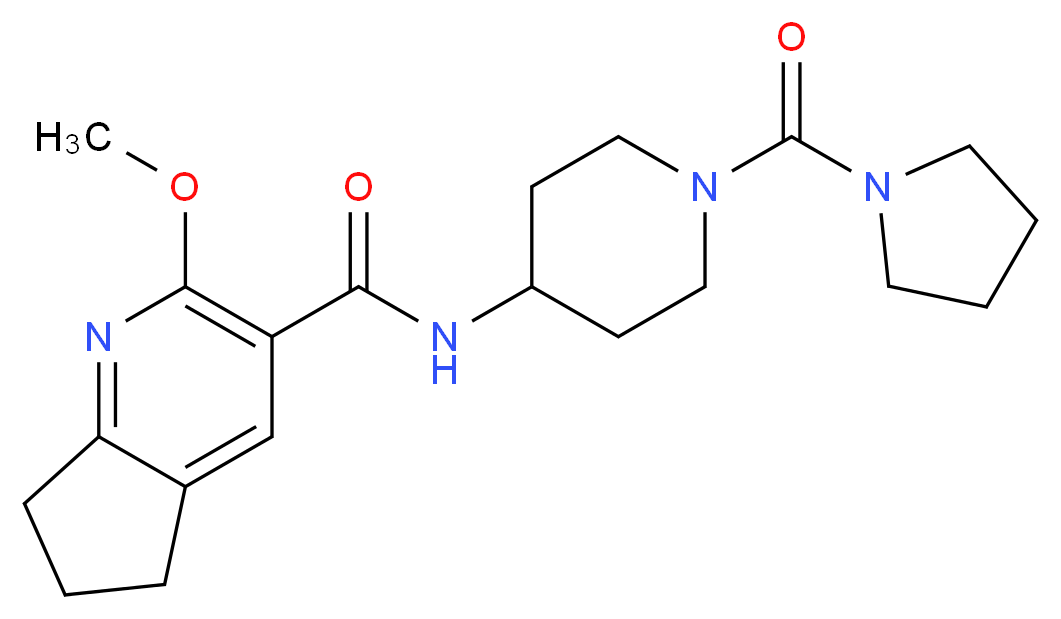 2-methoxy-N-[1-(1-pyrrolidinylcarbonyl)-4-piperidinyl]-6,7-dihydro-5H-cyclopenta[b]pyridine-3-carboxamide_Molecular_structure_CAS_)