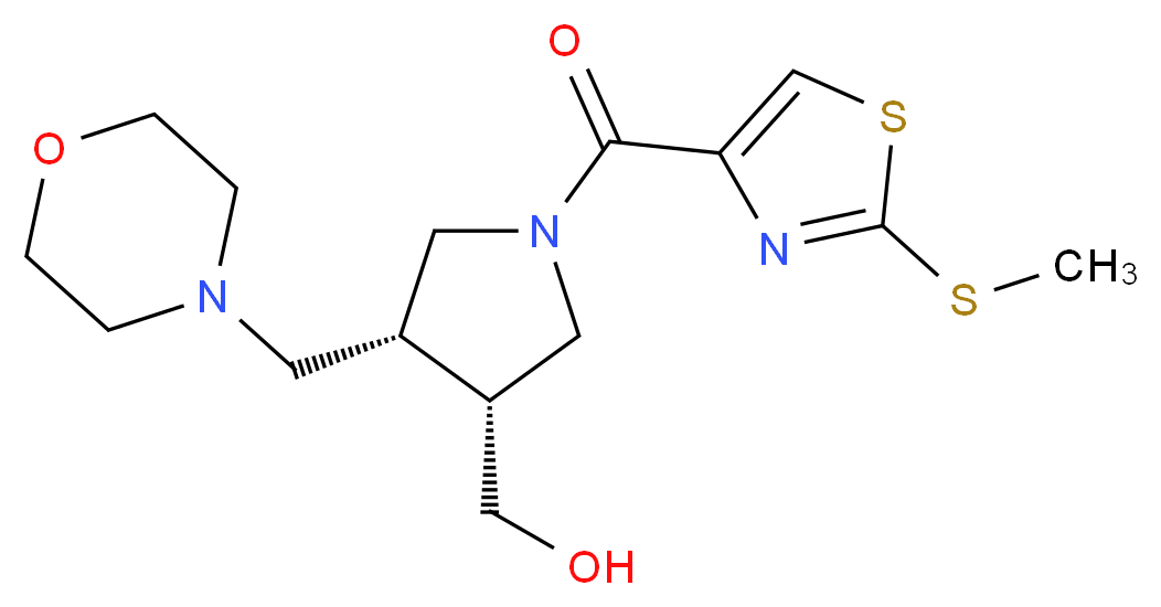[(3R*,4R*)-1-{[2-(methylthio)-1,3-thiazol-4-yl]carbonyl}-4-(morpholin-4-ylmethyl)pyrrolidin-3-yl]methanol_Molecular_structure_CAS_)