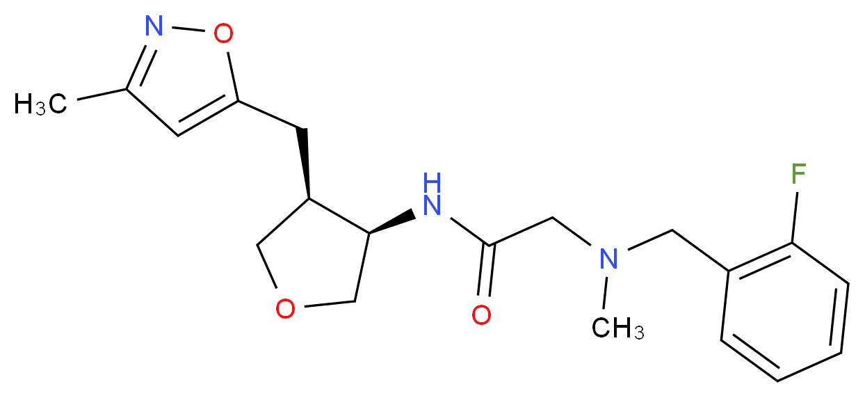 N~2~-(2-fluorobenzyl)-N~2~-methyl-N~1~-{(3R*,4S*)-4-[(3-methylisoxazol-5-yl)methyl]tetrahydrofuran-3-yl}glycinamide_Molecular_structure_CAS_)