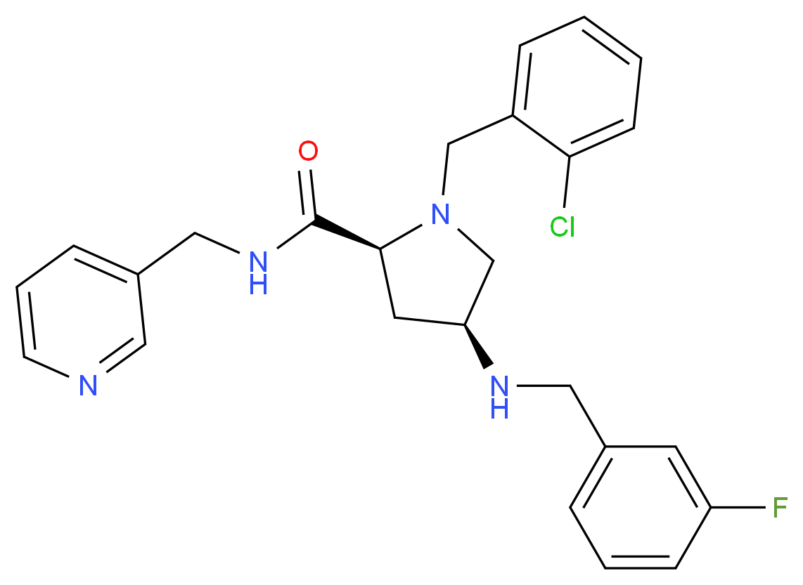 (4S)-1-(2-chlorobenzyl)-4-[(3-fluorobenzyl)amino]-N-(3-pyridinylmethyl)-L-prolinamide_Molecular_structure_CAS_)