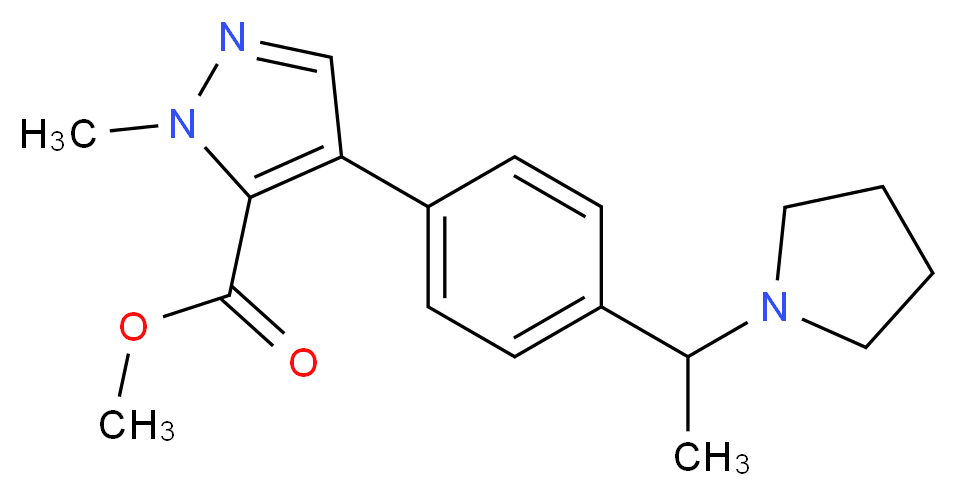 methyl 1-methyl-4-[4-(1-pyrrolidin-1-ylethyl)phenyl]-1H-pyrazole-5-carboxylate_Molecular_structure_CAS_)