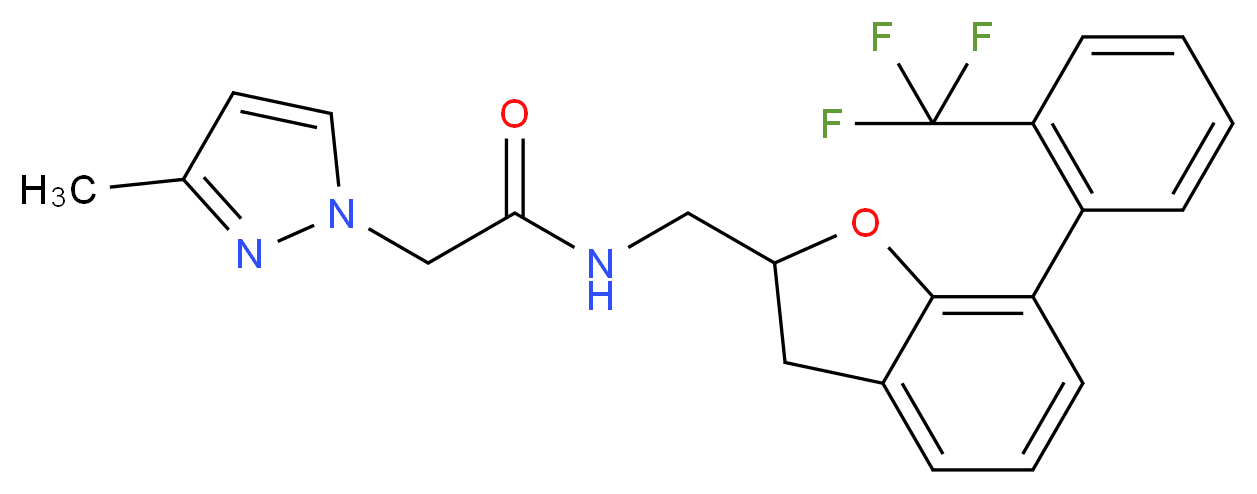 2-(3-methyl-1H-pyrazol-1-yl)-N-({7-[2-(trifluoromethyl)phenyl]-2,3-dihydro-1-benzofuran-2-yl}methyl)acetamide_Molecular_structure_CAS_)