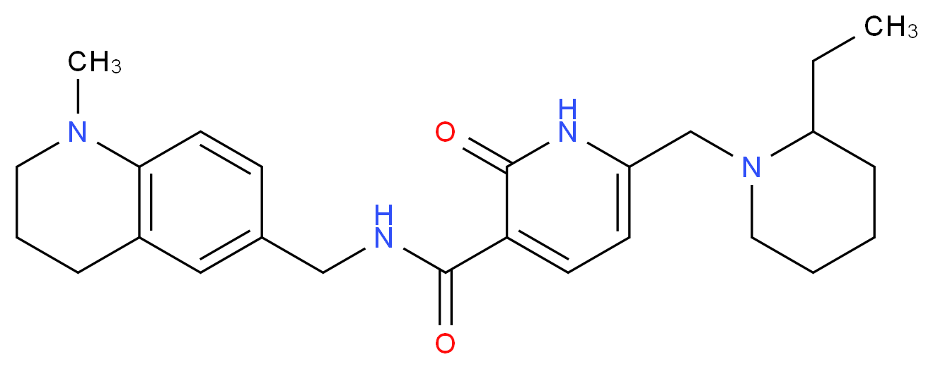 6-[(2-ethyl-1-piperidinyl)methyl]-N-[(1-methyl-1,2,3,4-tetrahydro-6-quinolinyl)methyl]-2-oxo-1,2-dihydro-3-pyridinecarboxamide_Molecular_structure_CAS_)