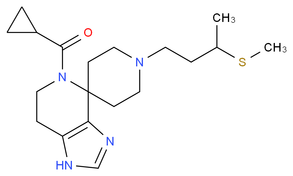 5-(cyclopropylcarbonyl)-1'-[3-(methylthio)butyl]-1,5,6,7-tetrahydrospiro[imidazo[4,5-c]pyridine-4,4'-piperidine]_Molecular_structure_CAS_)