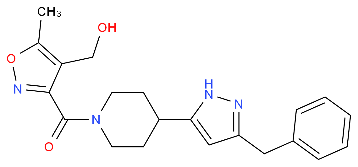 (3-{[4-(3-benzyl-1H-pyrazol-5-yl)piperidin-1-yl]carbonyl}-5-methylisoxazol-4-yl)methanol_Molecular_structure_CAS_)