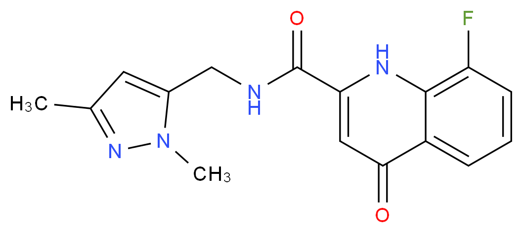 N-[(1,3-dimethyl-1H-pyrazol-5-yl)methyl]-8-fluoro-4-oxo-1,4-dihydroquinoline-2-carboxamide_Molecular_structure_CAS_)