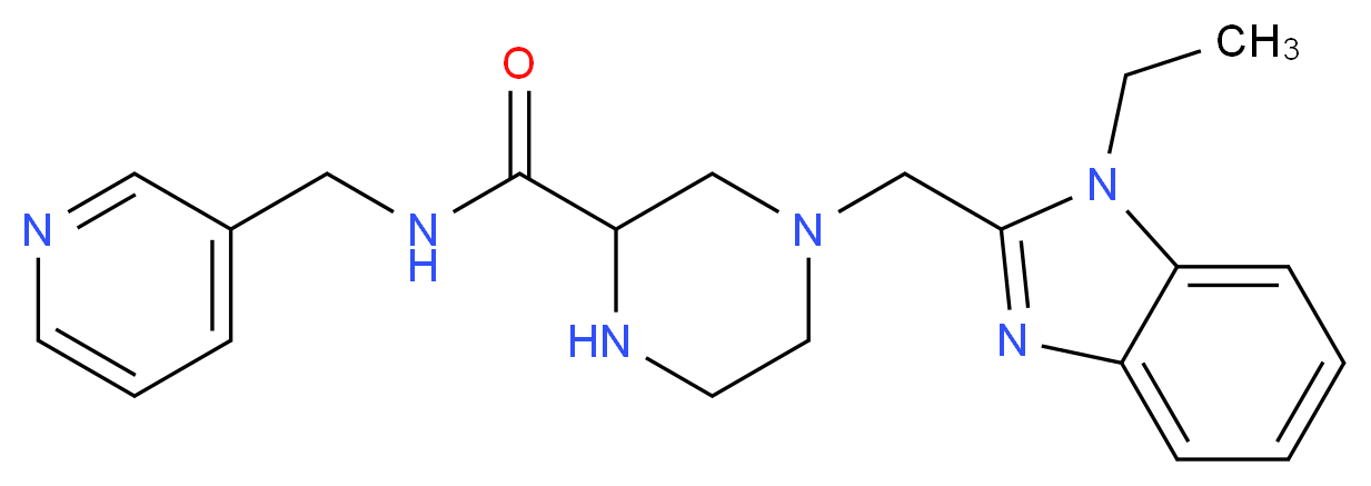 4-[(1-ethyl-1H-benzimidazol-2-yl)methyl]-N-(3-pyridinylmethyl)-2-piperazinecarboxamide_Molecular_structure_CAS_)