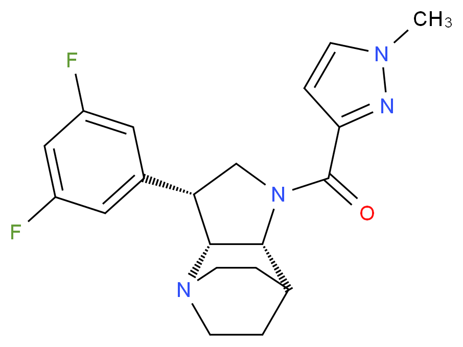 (3R*,3aR*,7aR*)-3-(3,5-difluorophenyl)-1-[(1-methyl-1H-pyrazol-3-yl)carbonyl]octahydro-4,7-ethanopyrrolo[3,2-b]pyridine_Molecular_structure_CAS_)
