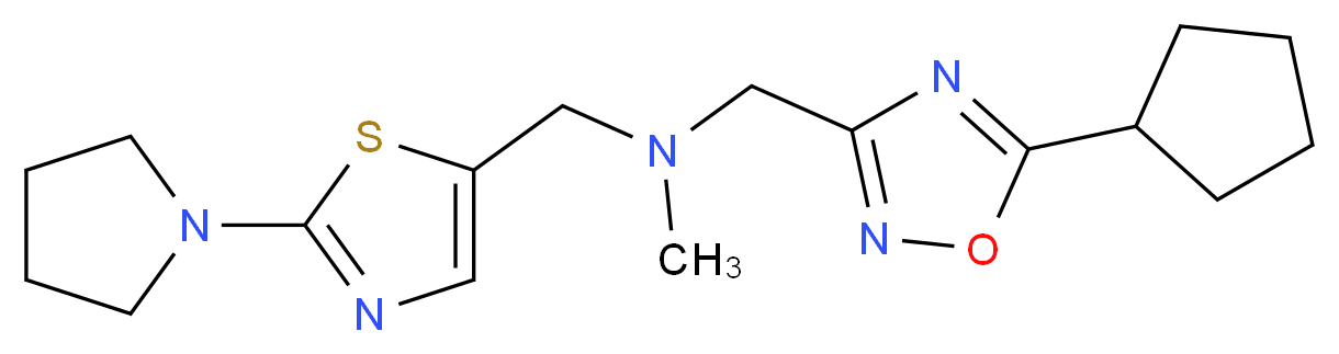 1-(5-cyclopentyl-1,2,4-oxadiazol-3-yl)-N-methyl-N-[(2-pyrrolidin-1-yl-1,3-thiazol-5-yl)methyl]methanamine_Molecular_structure_CAS_)