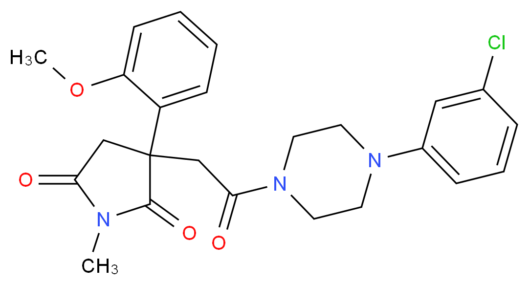 3-{2-[4-(3-chlorophenyl)-1-piperazinyl]-2-oxoethyl}-3-(2-methoxyphenyl)-1-methyl-2,5-pyrrolidinedione_Molecular_structure_CAS_)