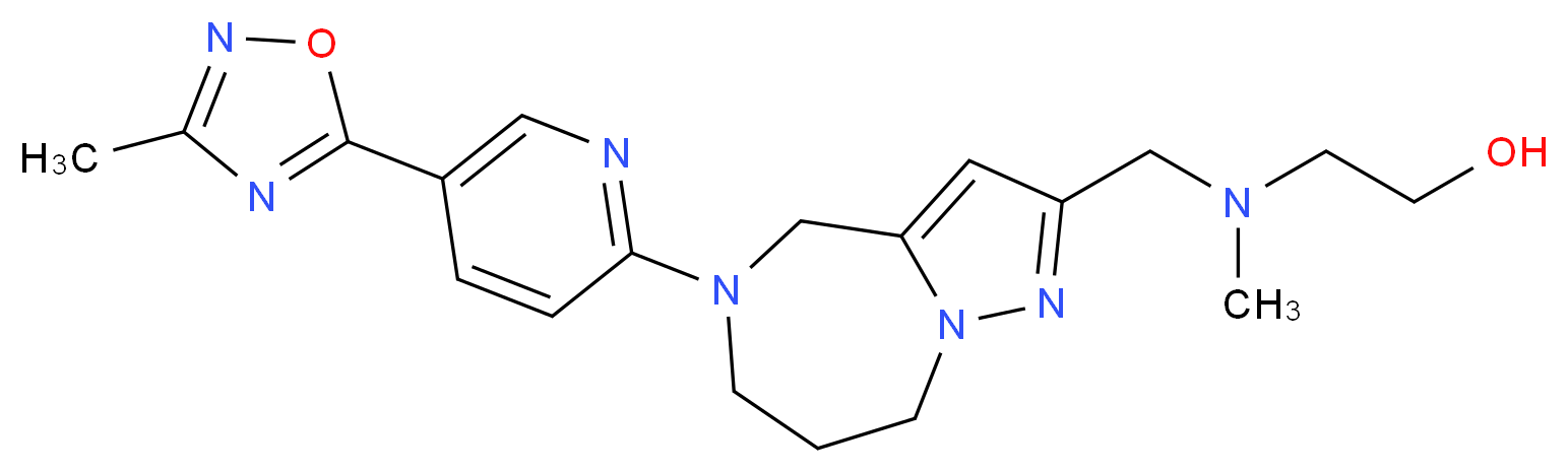 2-[methyl({5-[5-(3-methyl-1,2,4-oxadiazol-5-yl)-2-pyridinyl]-5,6,7,8-tetrahydro-4H-pyrazolo[1,5-a][1,4]diazepin-2-yl}methyl)amino]ethanol_Molecular_structure_CAS_)