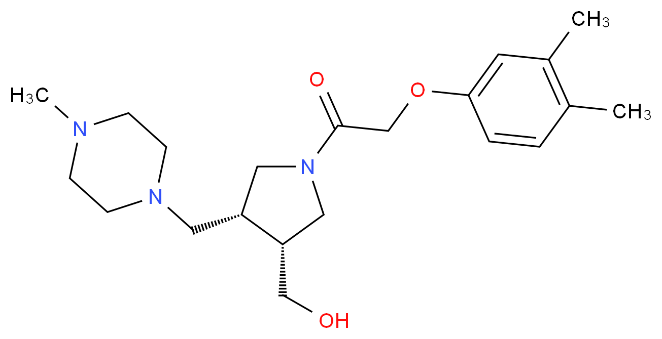 {(3R*,4R*)-1-[(3,4-dimethylphenoxy)acetyl]-4-[(4-methylpiperazin-1-yl)methyl]pyrrolidin-3-yl}methanol_Molecular_structure_CAS_)